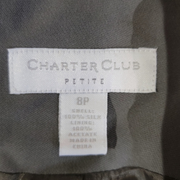 Women's Charter Club Petite 100% Silk Gray Blazer Jacket Size 8P - Picture 3 of 5